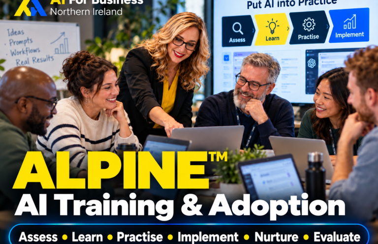 AI training workshop image showing ALPINE AI Training and Adoption by AI For Business Northern Ireland in Belfast