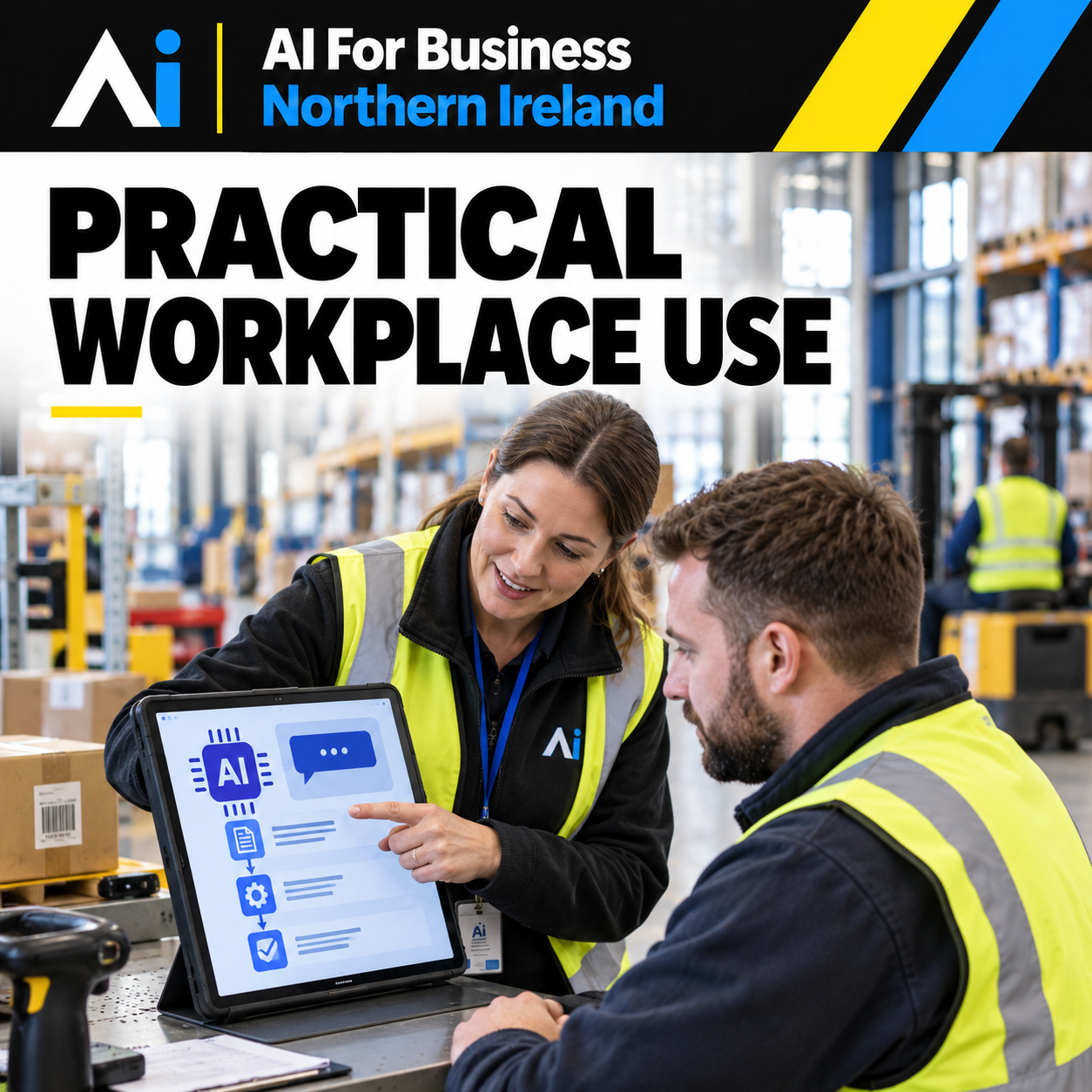 Employees using AI tools in a real workplace environment to support day-to-day tasks.