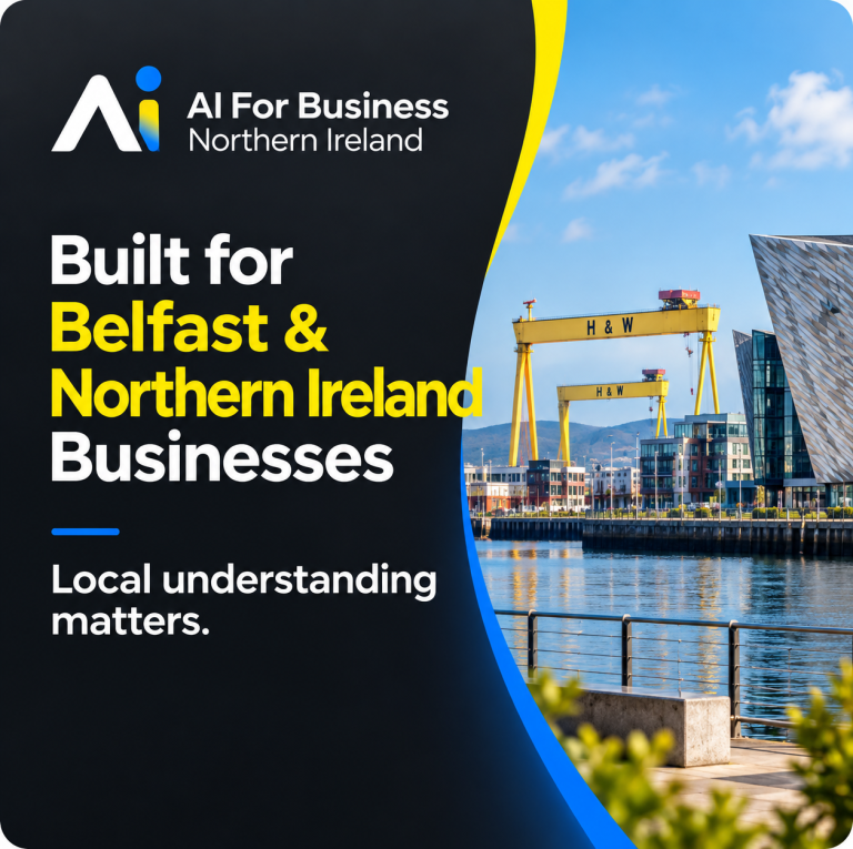 AI Automation for Belfast & Northern Ireland Businesses | AI For Business Northern Ireland AI automation and process improvement support for Belfast and Northern Ireland businesses from AI For Business Northern Ireland.