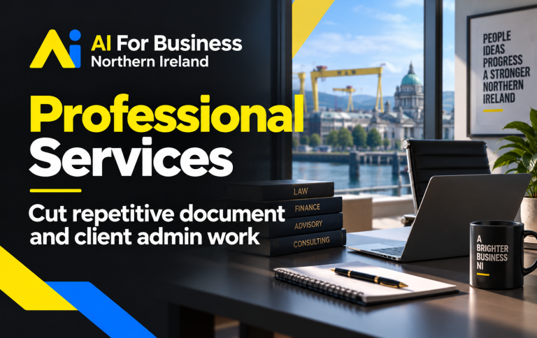 AI Automation for Professional Services Belfast & Northern Ireland | AI For Business Northern Ireland AI automation for professional services in Belfast and Northern Ireland to reduce repetitive document work, client admin and reporting tasks